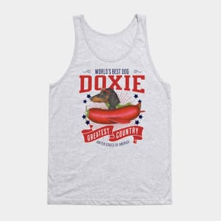 Funny Doxie with red white and blue plane Dachshund in Sausage plane USA Tank Top